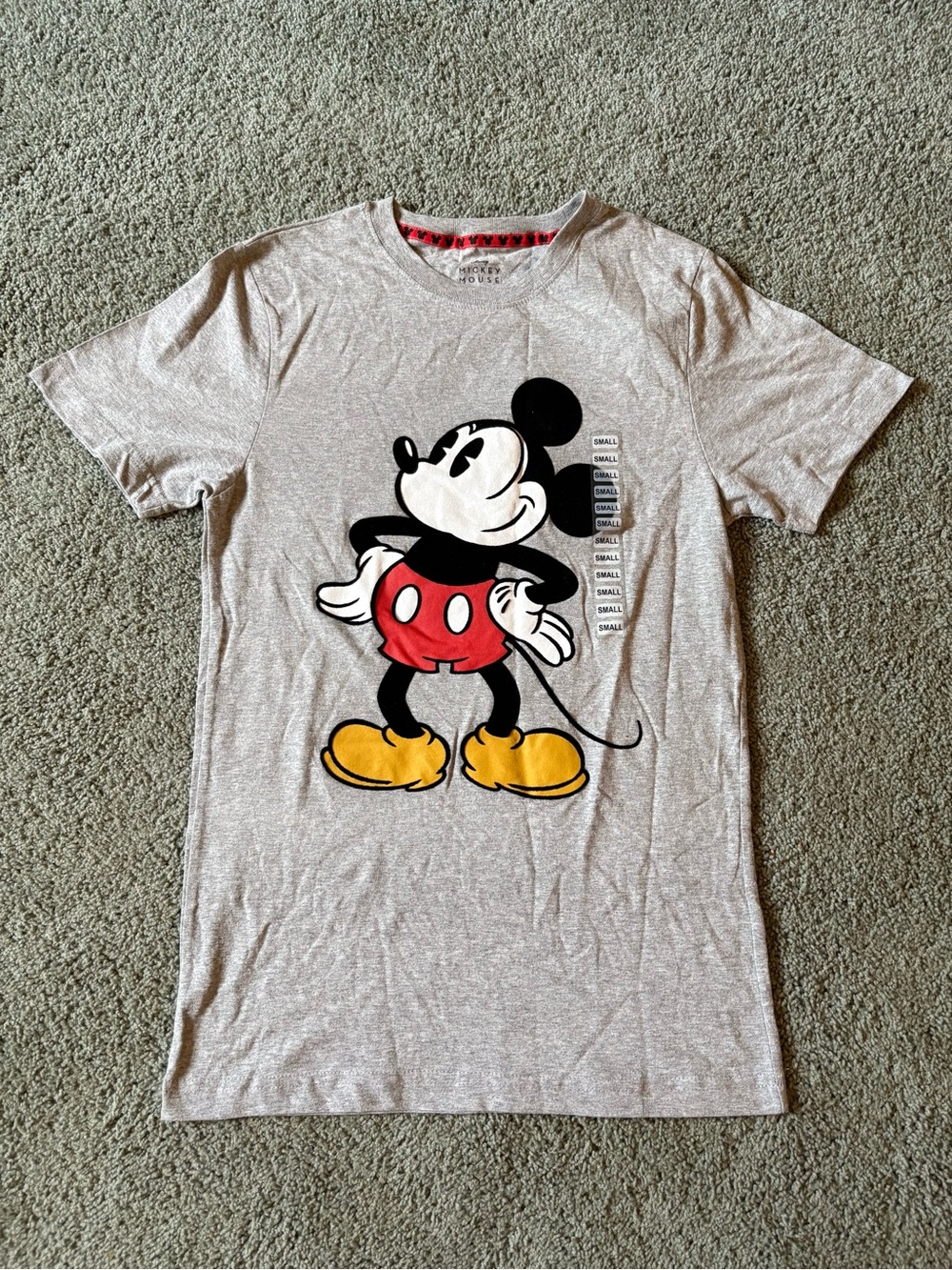 Disney Mickey Mouse Graphic T Shirt Mens Size S Gray Short Sleeve Crewneck NWT